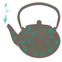 Herbal teapot collection decorative kettle with flower elements png