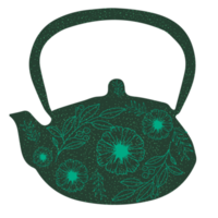 Herbal teapot collection decorative kettle with flower elements png