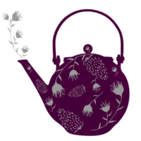 Herbal teapot collection decorative kettle with flower elements png