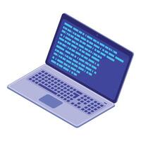 laptop with programing code vector