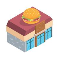 isometric burger shop vector