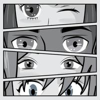 close up eyes manga style vector