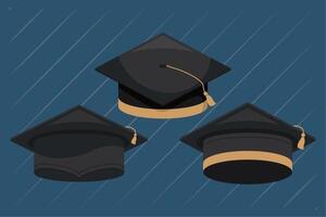 three graduation hats vector