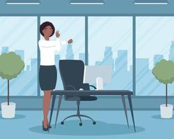 afro businesswoman doing active break vector