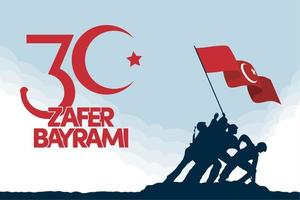 zafer bayrami lettering postcard vector
