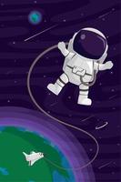 astronauta con nave espacial vector