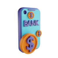 3D illustration coin and m banking png