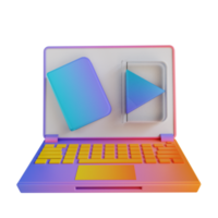 3D illustration colorful laptop and study online png