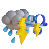 rayo de lluvia tormentosa de ilustración 3d png