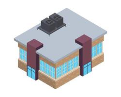 isométrica de la fachada del edificio vector