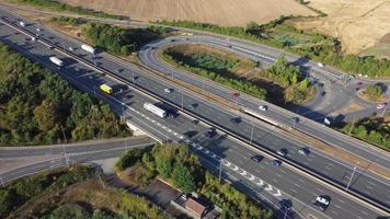 Aerial view of Busy Motorways with Traffic at England UK. video