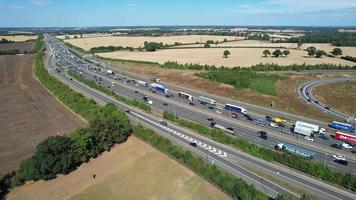 Aerial view of Busy Motorways with Traffic at England UK. video