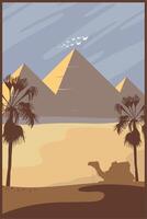 egyptian pyramids in desert vector