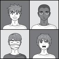 set manga boys vector