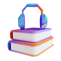 Libro de auriculares de audio colorido de ilustración 3d png