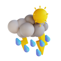 3d illustration dag av tung regn med blixt- png