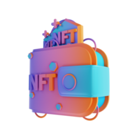 illustration 3d portefeuille nft et ethereum png