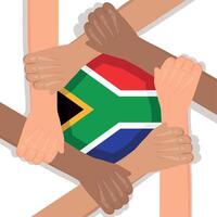 heritage day flag and team hands vector