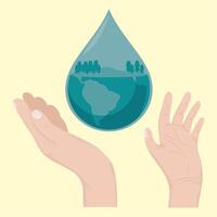 water day, hand with world vector