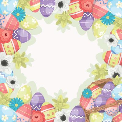 easter flowers and eggs