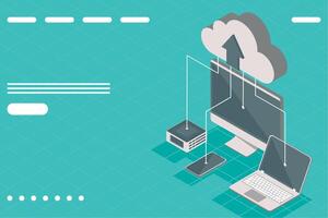 isometric devices and cloud computing vector