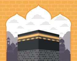 Islamic pilgrimage kaaba in frame vector