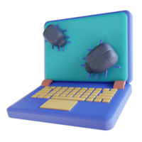 computadora portátil de virus de ilustración 3d png