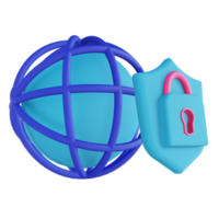 3d illustration global säkerhet låsa png