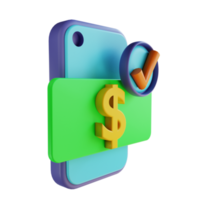 3D illustration payment gateway and money png