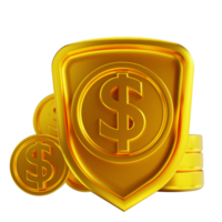 3d illustratie gouden geld veiligheid png