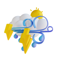 ilustração 3d relâmpago de chuva de tarde tempestuosa png