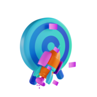 3D illustration rocket and target goal png