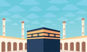 islamic pilgrimage mecca scene vector