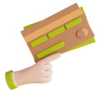 3d illustrazione mano e credito carta png