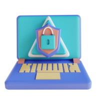 3D illustration protect laptop security png