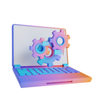 3D illustration laptop and gear setting png