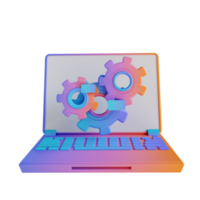 configuração de laptop e engrenagem de ilustração 3D png