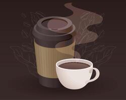 coffee pot and cup vector