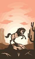 horse wild west scene vector