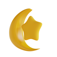 Lune et étoile d'illustration 3d adaptées au ramadan