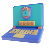 3d illustration bärbar dator Lösenord låsa png