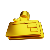 3d illustratie gouden hand- en credit kaart png