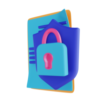 3D illustration security lock document png