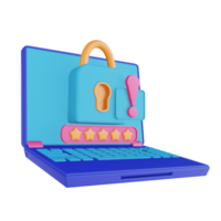 3D illustration laptop security error png