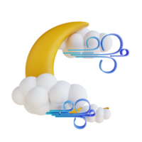 Nuage de lune illustration 3d avec vent png