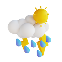 3d ilustración día de fuertes lluvias con relámpagos png