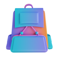 sac à dos coloré illustration 3d png