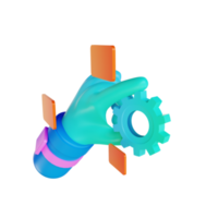 3D illustration gear and hand png