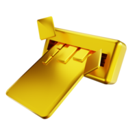 3D illustration golden credit card and atm png