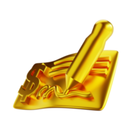 3d illustratie gouden bank controleren png